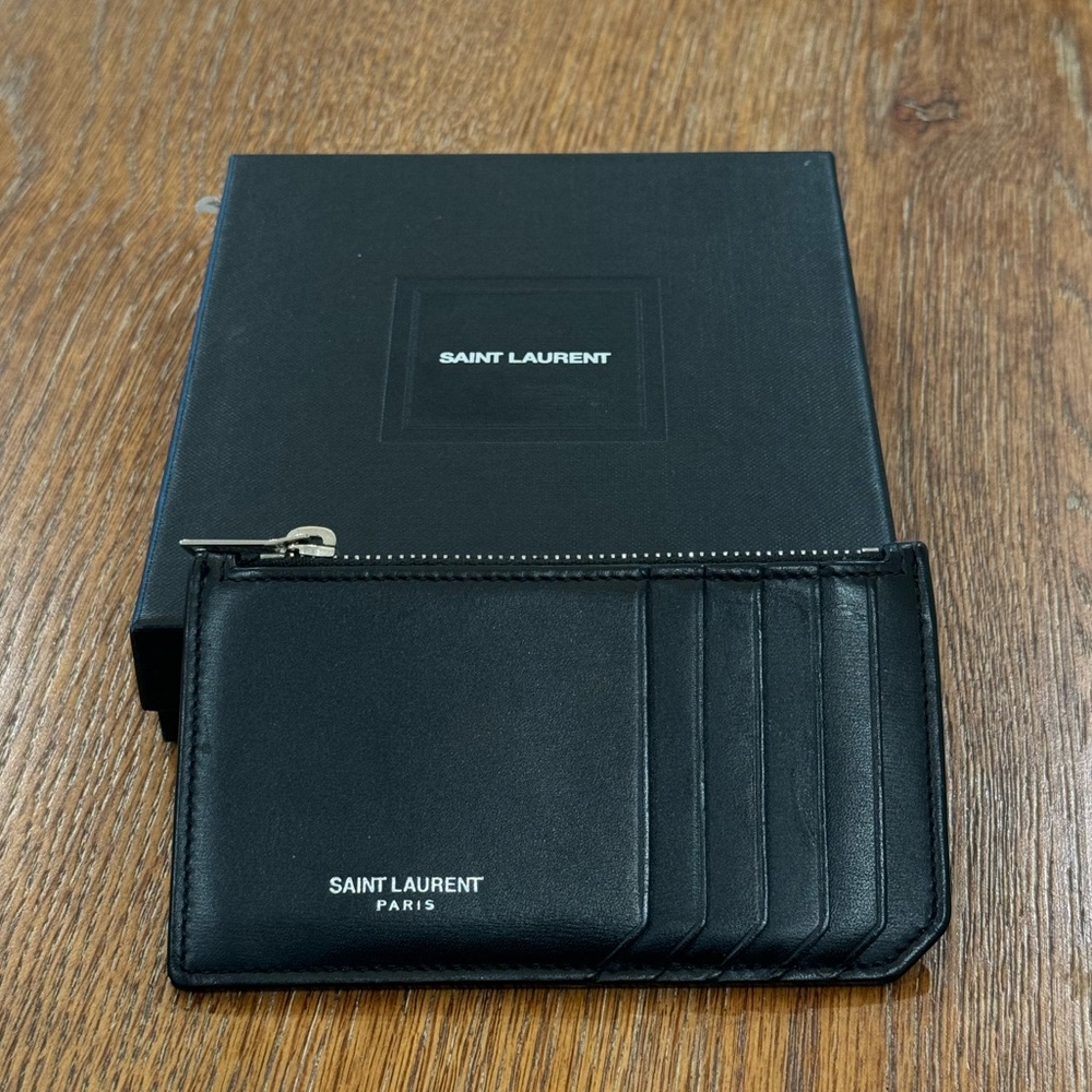 Saint Laurent Credit Card Holder With Zip Pouch 'Black'